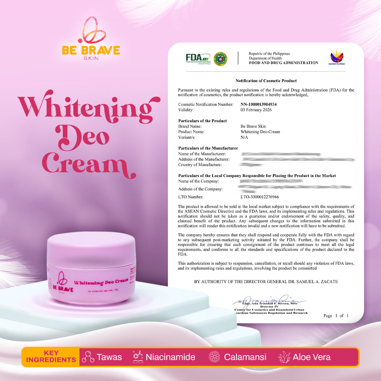 BE BRAVE Whitening Deo Cream