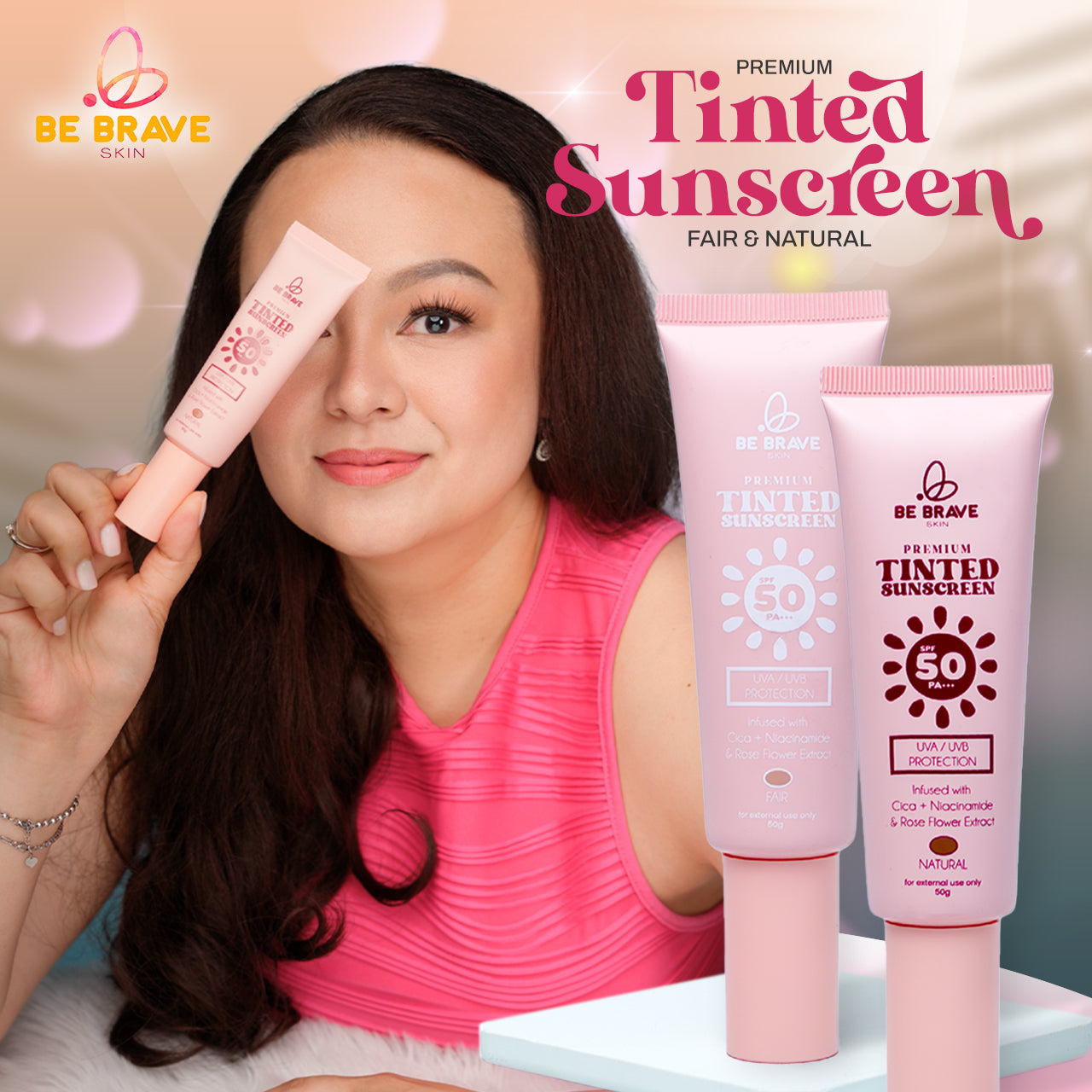 BE BRAVE PREMIUM TINTED SUNSCREEN SPF50 UVA/UVB BROAD SPECTRUM