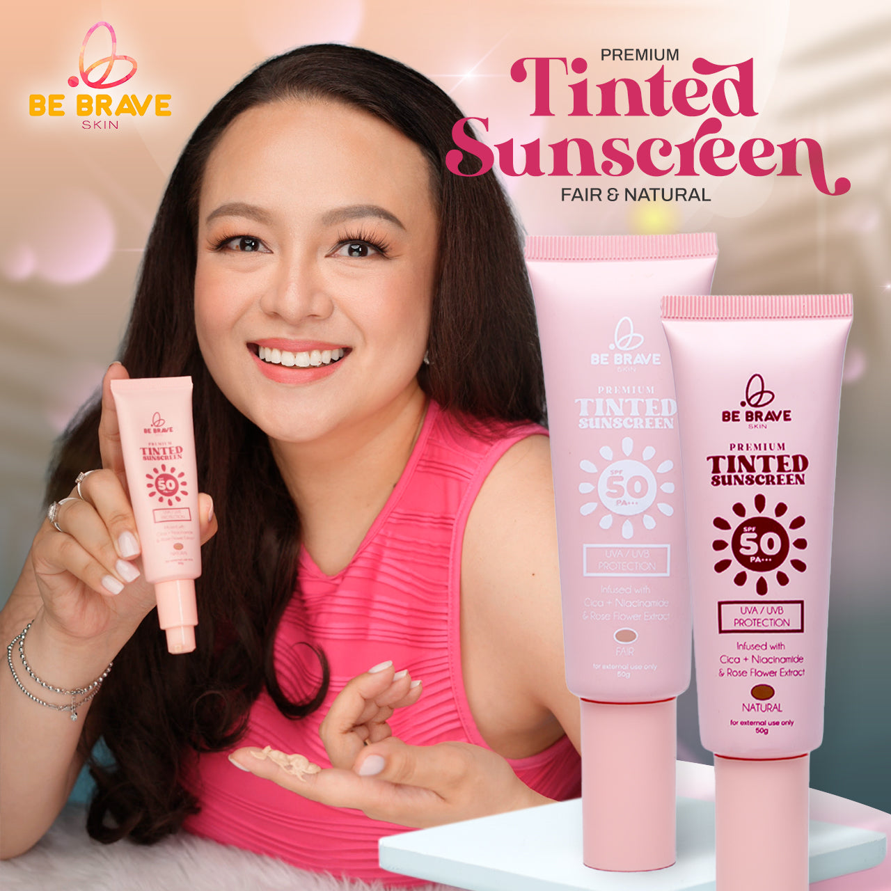 BE BRAVE PREMIUM TINTED SUNSCREEN SPF50 UVA/UVB BROAD SPECTRUM