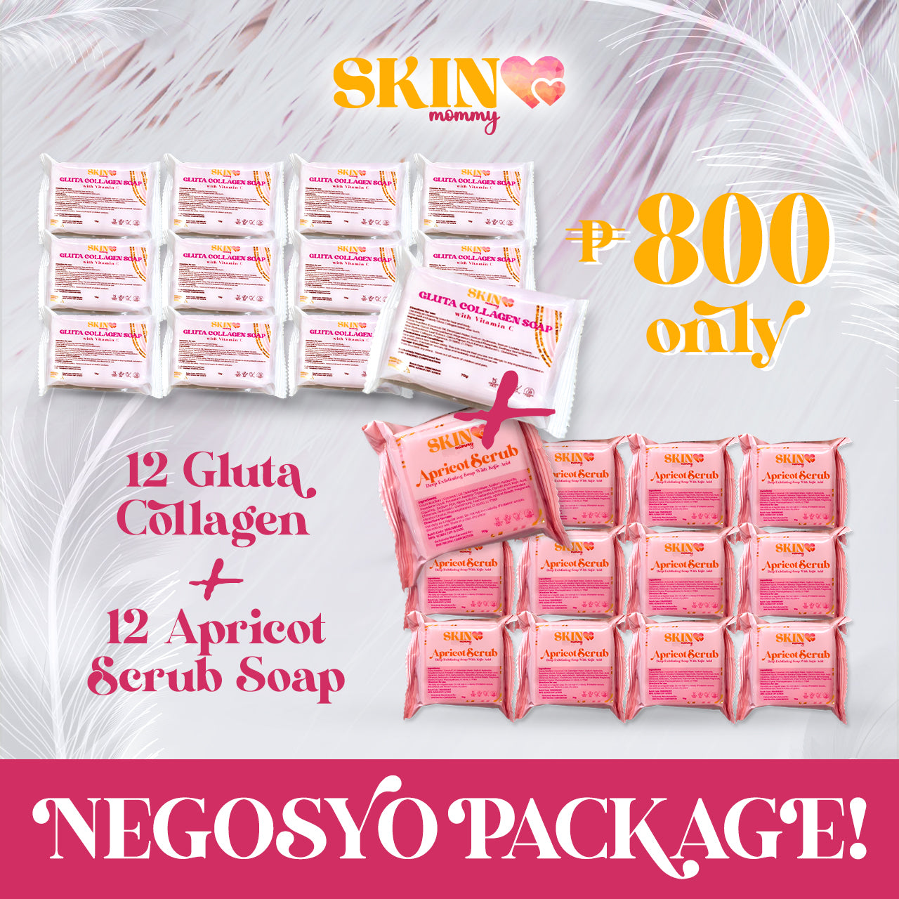 Skin Mommy Negosyo Package (12 Gluta Collagen Soap plus 12 Apricot Kojic Scrub Soap)